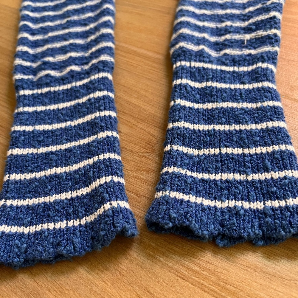 Margaret O’Leary Blue & White Striped Textured Knit Sweater XS Cropped - Picture 5 of 9